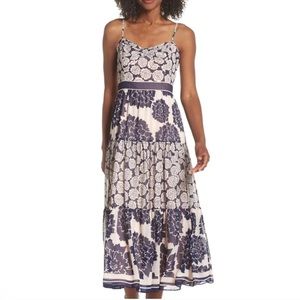Eliza J Navy and White Floral Midi Dress